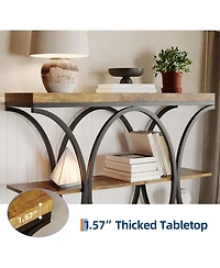 Gaomon 39 Narrow Console Tables for Entryway, Industrial 3-Tier Sofa Table with Round Metal Base and Storage Shelves for Living Room, Hallway, Foyer