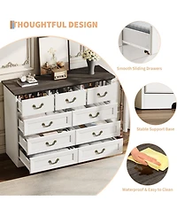 gaomon Dresser for Bedroom, Wooden 9 Drawer Dresser, 47.2" Wide Chest of Drawers with Metal Handles, Tv Stand, Dresser for Closet Clothes