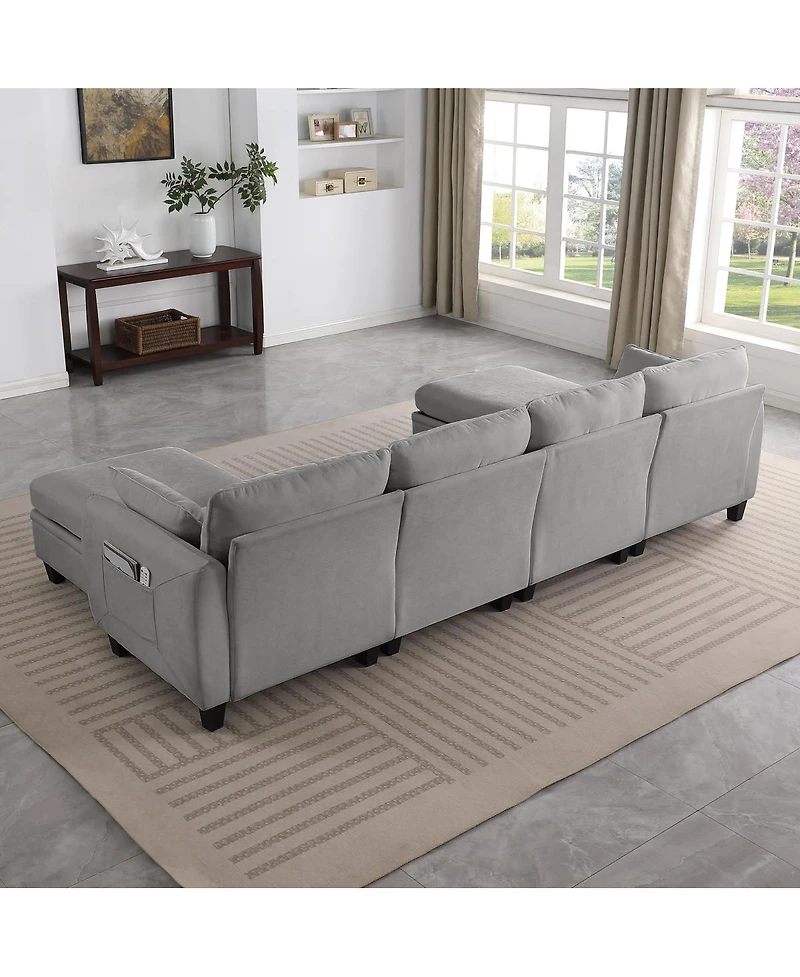 Streamdale Furniture 109" Contemporary L-Shaped Chenille Sectional Sofa with Storage Ottoman