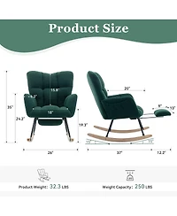 Streamdale Furniture Teddy Fabric Leisure Rocking Chair with Adjustable Footstool