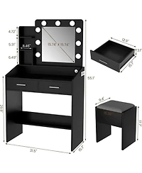 gaomon Vanity Desk with Mirror and Led Lights