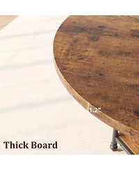 gaomon Round Dining Table with 1.59-Inch-Thick Board Kitchen Table Dinner Table with Storage Shelves and Roman Metal Legs for Dining Room Kitchen