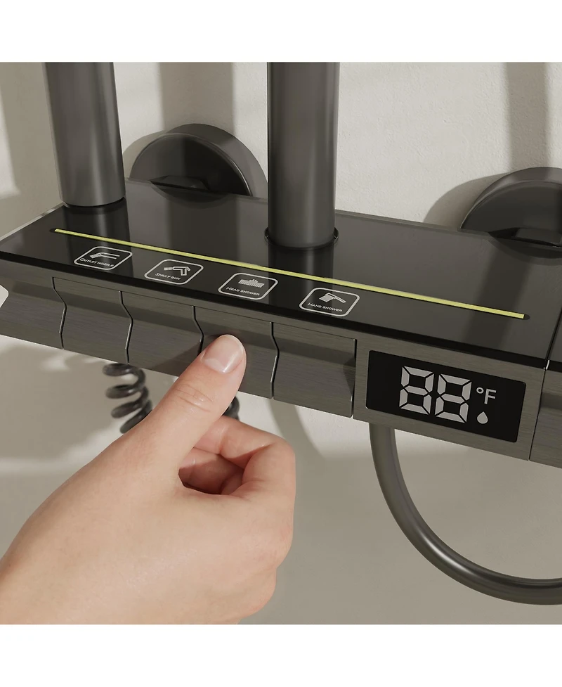 Lalahoo 3-Spray Shower Faucet 2.5 Gpm with Button Control, Led Display, and 3-Mode Hand Shower