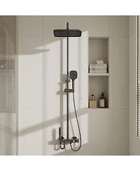 Lalahoo 3-Spray Shower Faucet 2.5 Gpm with Button Control, Led Display, and 3-Mode Hand Shower