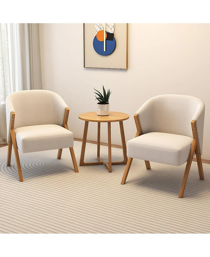 Streamdale Furniture 24" Round Mid Century Modern Solid Wood End Table with V-Shaped Legs