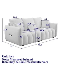 Streamdale Furniture Teddy Fabric Sofa with 3 Pillows & Cushions, Solid Wood Frame