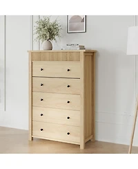 gaomon 5 Drawer Dresser for Bedroom, Wooden Chest of Drawers, Fluted Storage Organizer for Living Room, Hallway, Entryway