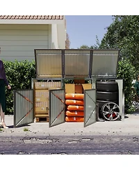 Streamdale Furniture Garbage Bin Shed for 3 Cans, Lockable, Waterproof