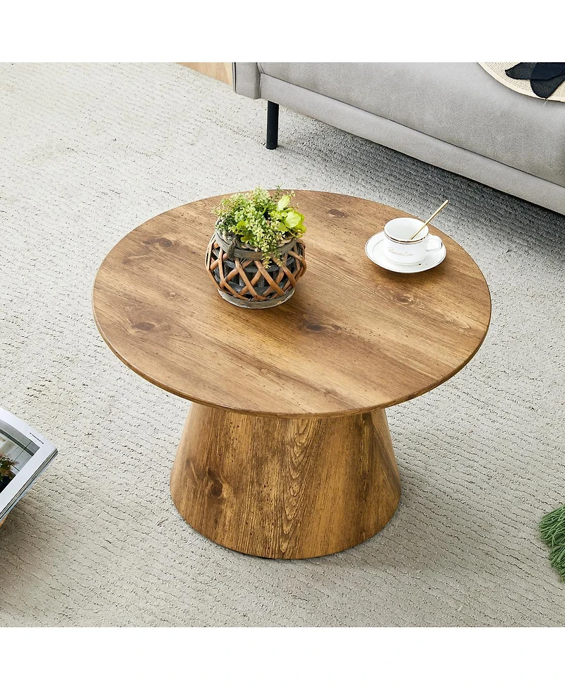 Streamdale Furniture Natural Wood Grain Mdf Round Coffee Table