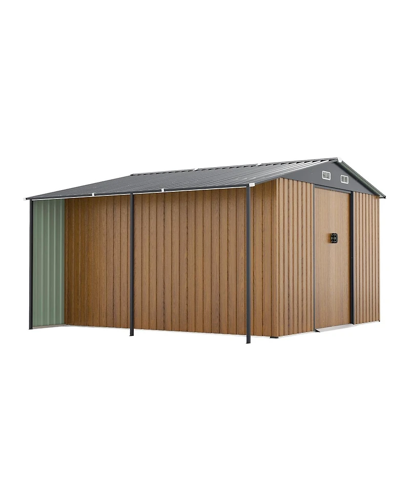 Streamdale Furniture Dual-Zone Garden Shed with Sliding Doors and Ramp