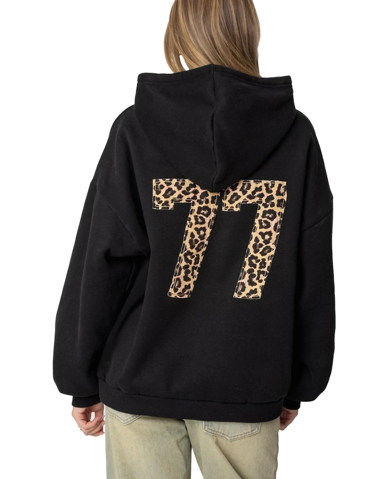 Edikted Women's Leopard 77 Oversized Hoodie