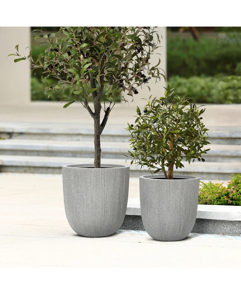 LuxenHome 2-Piece Tapered Round Plastic Planters Set