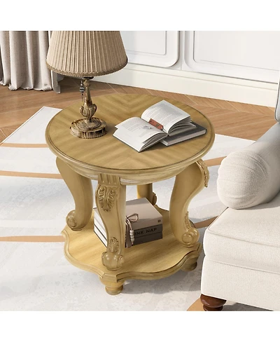 Streamdale Furniture 22" Two Tone Round End Table with Shelf