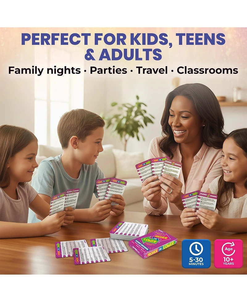 Quokka Science Higher or Lower Board Game for Kids - Family Card Game for Kids and Adults - Challenge Game for Family Night