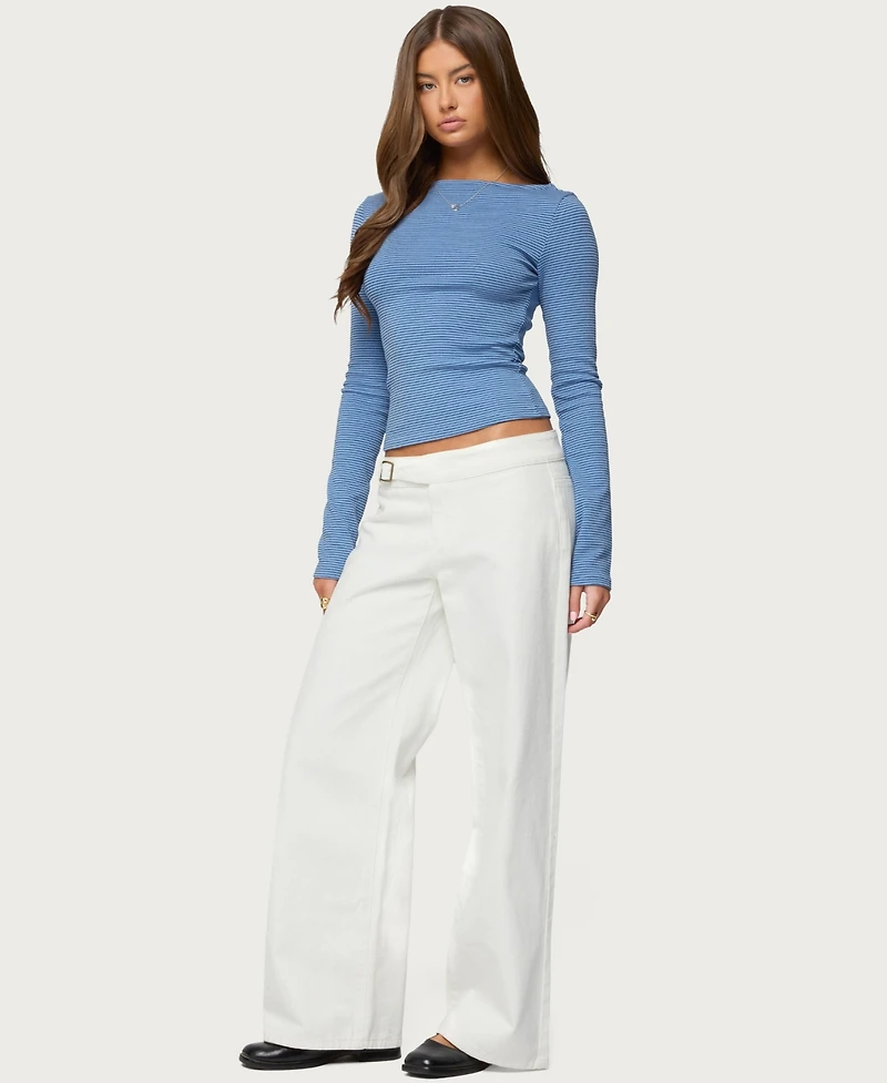 Edikted Women's Loria Striped Boat Neck Top