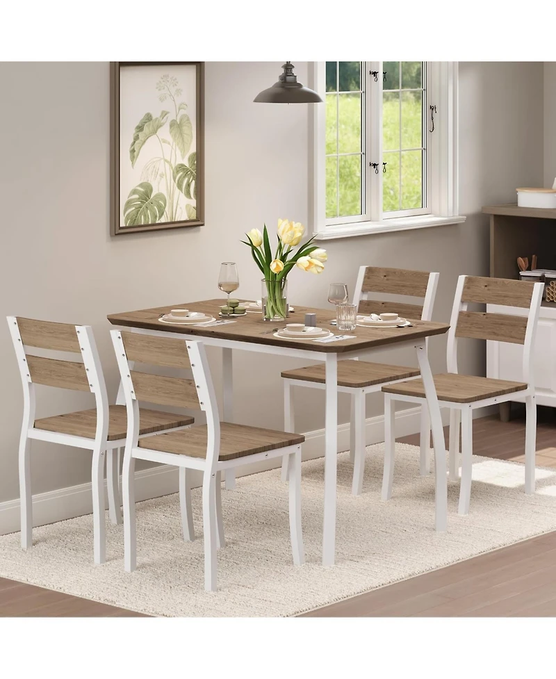 gaomon 5 Piece Dining Table Set for 4 Space-Saving Kitchen Table with Wooden Seat Chairs Compact Dinner Set for Small Spaces Apartment