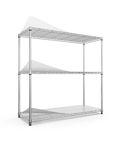Rainsken 3 Tier Wire Shelving Unit, Heavy Duty Metal Rack, Adjustable Shelves Organizer Rack with Shelf Liners, 1050 Lbs Capacity for Garage