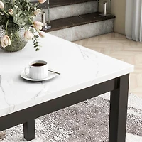 Streamdale Furniture 5-Piece Faux Marble Counter Height Dining Set with 4 Velvet Chairs.