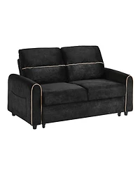 Streamdale Furniture Chenille Pull Out Sofa Bed with Adjustable Backrest & Charging Ports