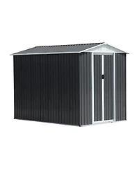 Streamdale Furniture Waterproof Outdoor Bike Storage Shed 6x9FT Grey Apex Roof Aluminum Frame