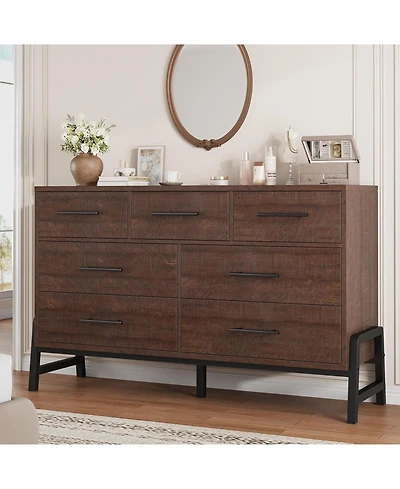 gaomon 7 Dresser for Bedroom, Freestanding 52 in Wide Drawer Dresser with Storage, Wooden Closet Storage Chest for Living Room, Bedroom, Entryware