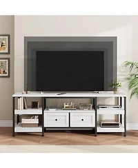 gaomon Modern-Industrial Tv Stand with 2 Fabric Drawers, Entertainment Center for TVs