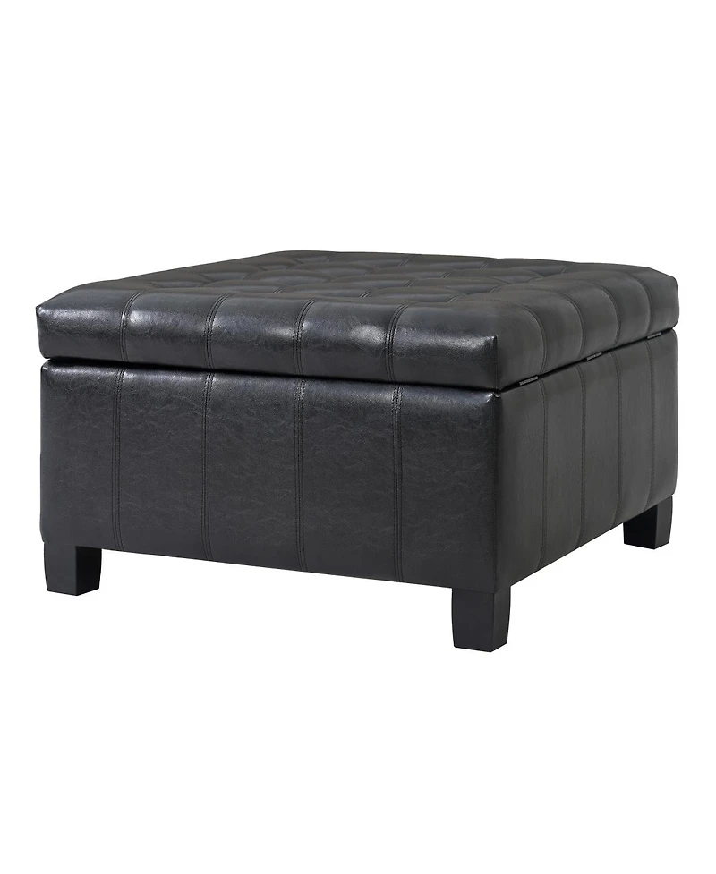 Streamdale Furniture Pu Storage Ottoman with Rubber Wood Legs & Lift-Top Storage