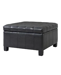 Streamdale Furniture Pu Storage Ottoman with Rubber Wood Legs & Lift-Top Storage