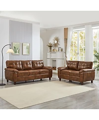 Streamdale Furniture Modern Faux Leather 3-Seater & Loveseat Sofa with Storage