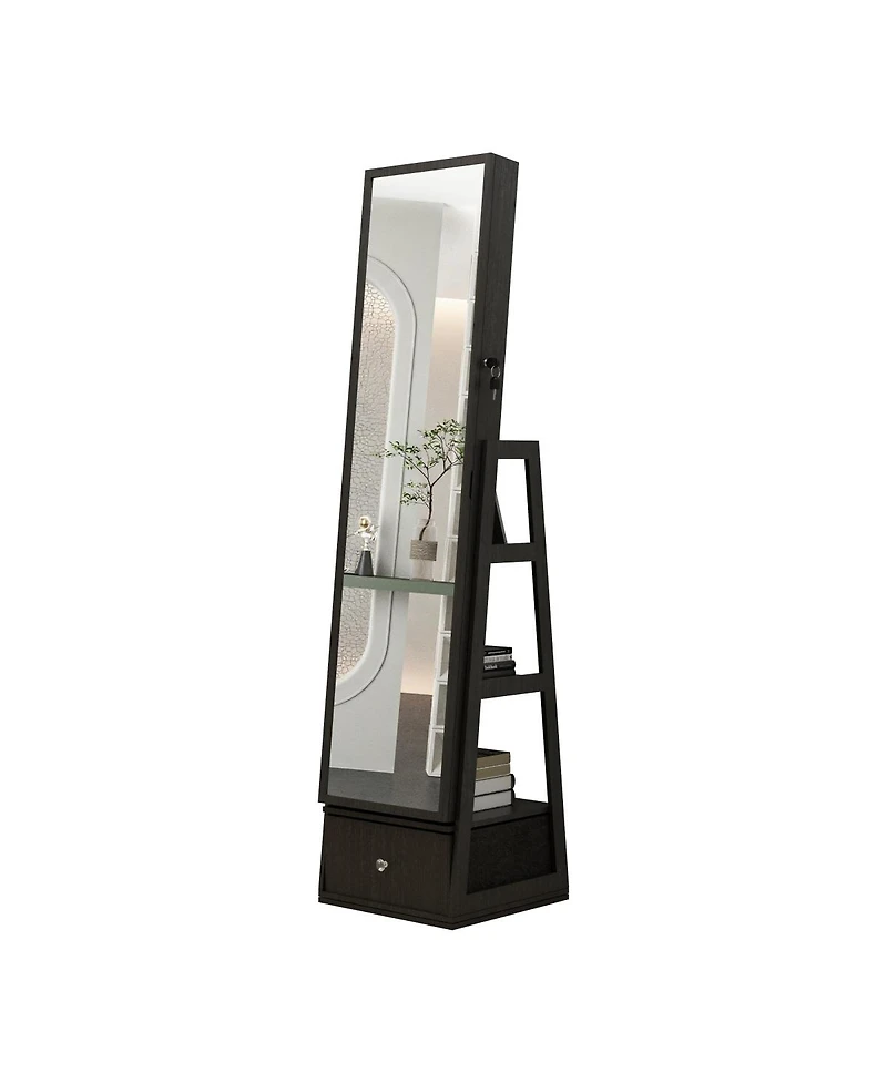 Streamdale 360° Swivel Jewelry Cabinet with Full Length Mirror,