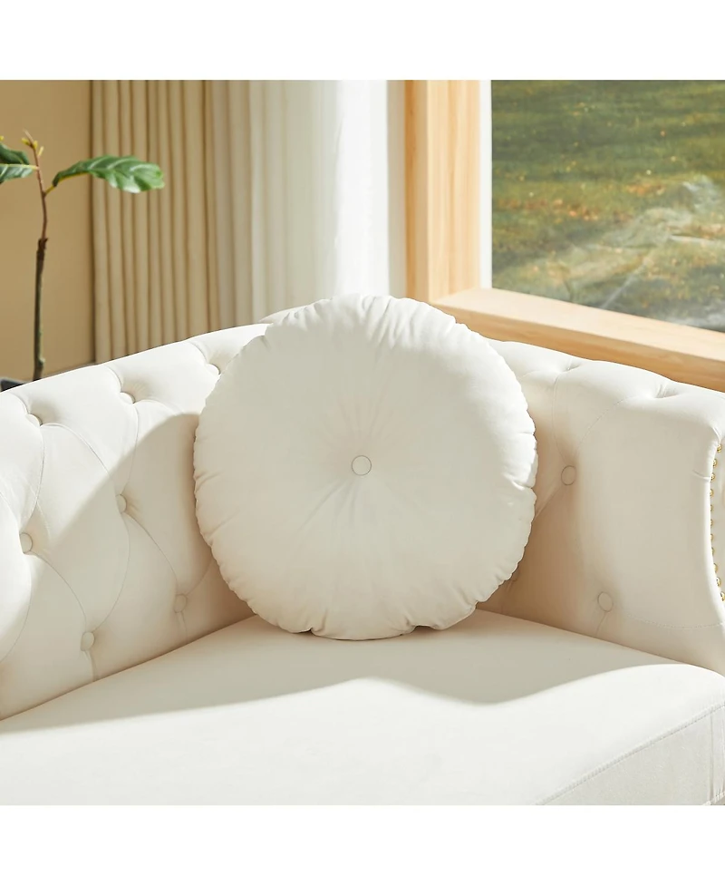 Streamdale Furniture Velvet Chesterfield Sofa with Copper Studs & Tufted Buttons