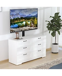 Gaomon Entertainment Center with Mount: Tv Stand Features 6 Drawers, Height-Adjustable Mount for 32/45/55/65/75/80 Inch TVs