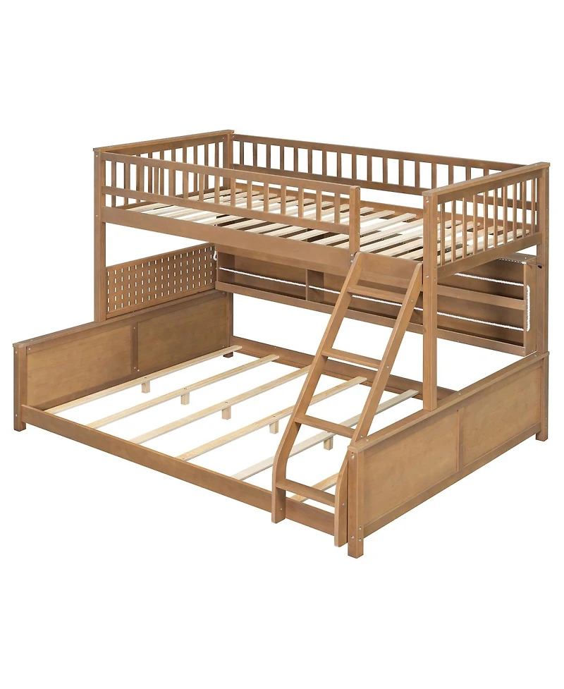 Streamdale Furniture Streamdale Twin Xl over Queen Bunk Bed with Shelving, Lights & Pegboard