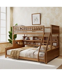 Streamdale Furniture Streamdale Twin Xl over Queen Bunk Bed with Shelving, Lights & Pegboard