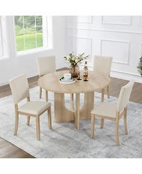 Streamdale Furniture 47.3" Round Dining Set with 4 Upholstered Chairs -