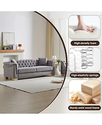 Streamdale Furniture Chesterfield 3+2 Seater Rolled Arm Velvet Sofa