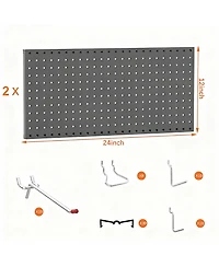 Yigii Modular Steel Pegboard Tool Organizer, 2 Panels, 68 Hooks, Space & Time Saver