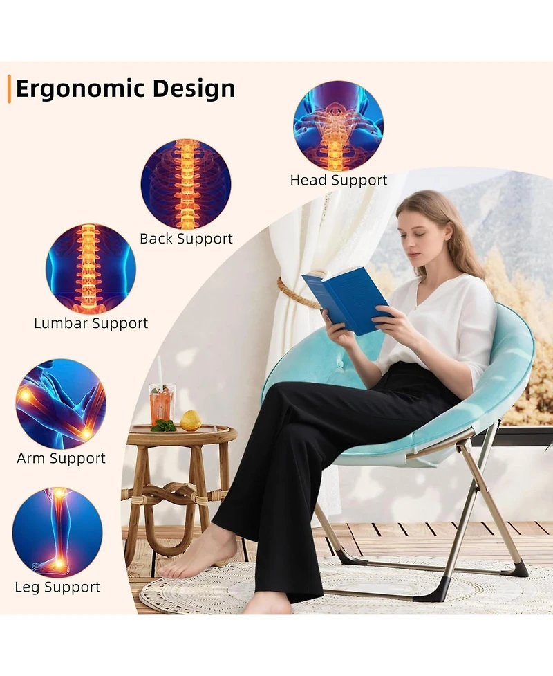gaomon Comfy Oversized Saucer Chair – Soft Plush Fabric Reading Lounger for Adults