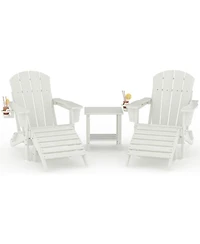 gaomon Folding Adirondack Chair Set of 5, Hdpe Outdoor Patio Chair with Cup Holder, All Weather Resistent Wooden Textured for patios, Decks, Gardens