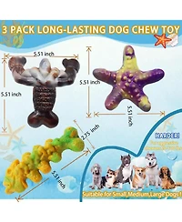 Magicorange Pack of 3 Indestructible Dog Chew Toys for Aggressive Chewers Bacon Flavored Tough Nylon Bone Toys for Medium and Large Breeds