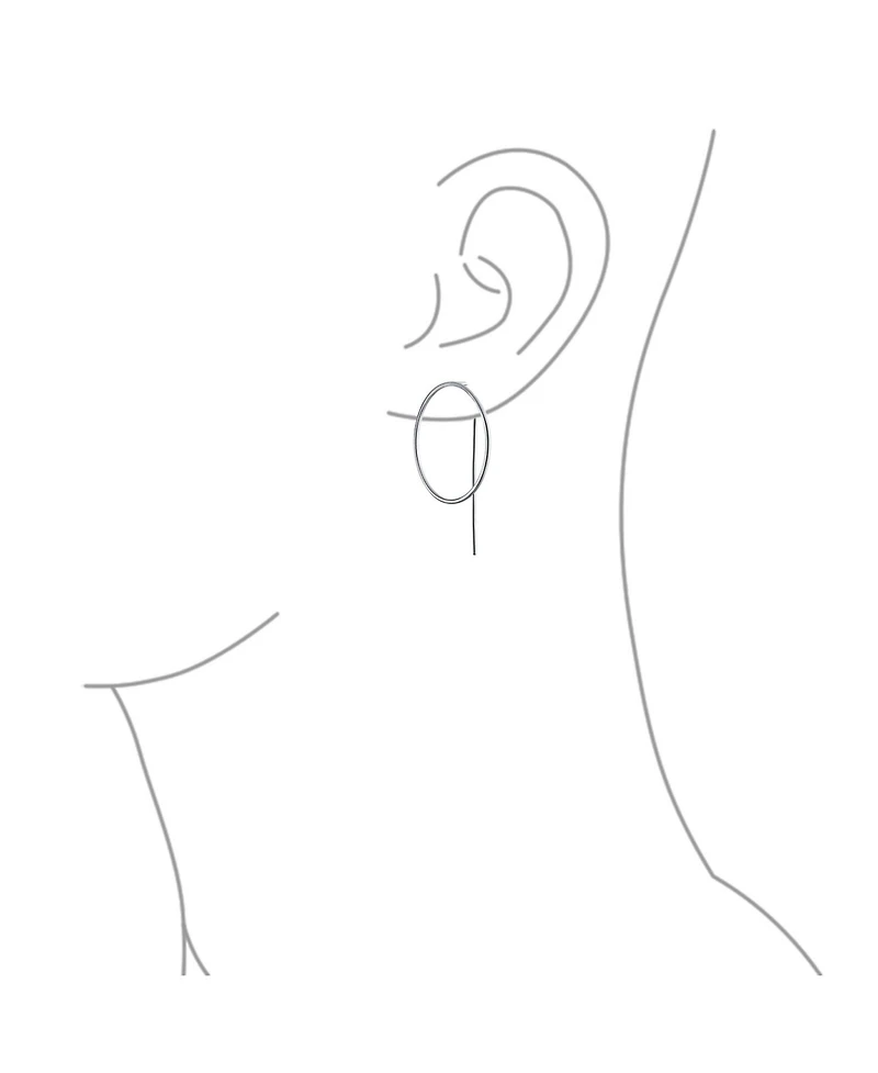 Bling Jewelry Modern Minimalist Geometric Round Open Circle Hoop Threader Earrings Sterling Silver