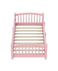 Streamdale Furniture Twin Montessori Floor Bed with Slats, Safety Guardrails, Solid Wood