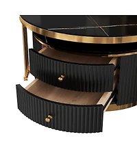 Streamdale Furniture Modern 2 Pieces Round Nesting Coffee Table with Drawers