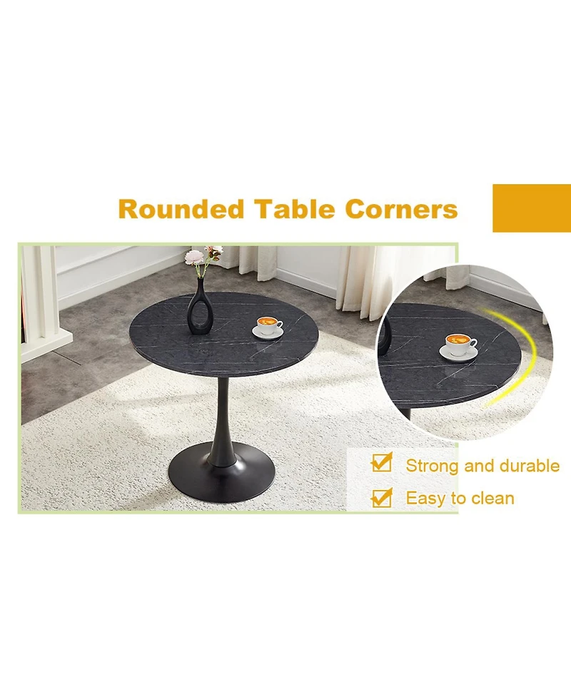 Streamdale Furniture Round Dining Table, 31.5" Faux Marble Tulip Bistro Table for Kitchen & Small Spaces