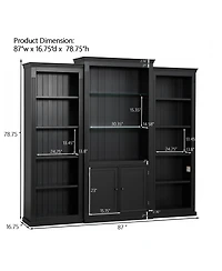 Streamdale Furniture 78.75" 3-Pc Bookcase w/ 5-Color Led Light, Retro Style