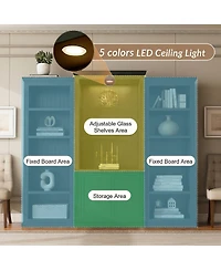 Streamdale Furniture 78.75" 3-Pc Bookcase w/ 5-Color Led Light, Retro Style
