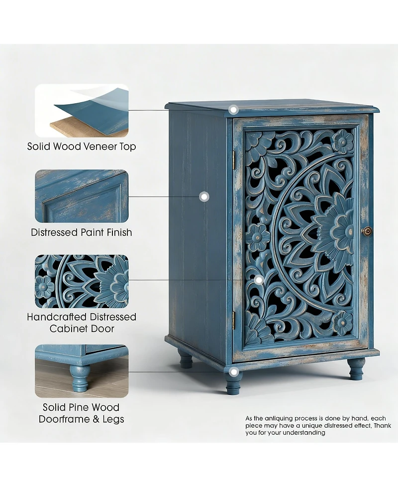 Yigii 28" Tall Farmhouse Style Side Table with Storage