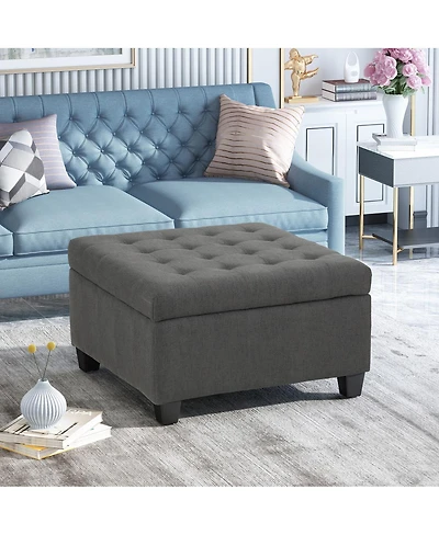 Streamdale Furniture Upholstered Tufted Fabric Storage Ottoman