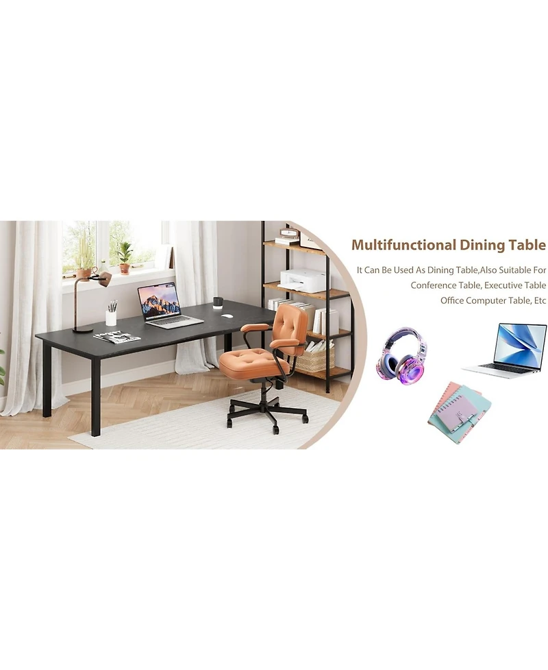 gaomon Rectangular Dining Table for 6-8 70.9" Minimalist Table with Wave Irregular Edge Thick Mdf Top and Metal Frame Waterproof Scratch