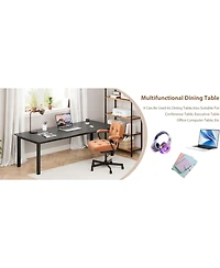 gaomon Rectangular Dining Table for 6-8 70.9" Minimalist Table with Wave Irregular Edge Thick Mdf Top and Metal Frame Waterproof Scratch